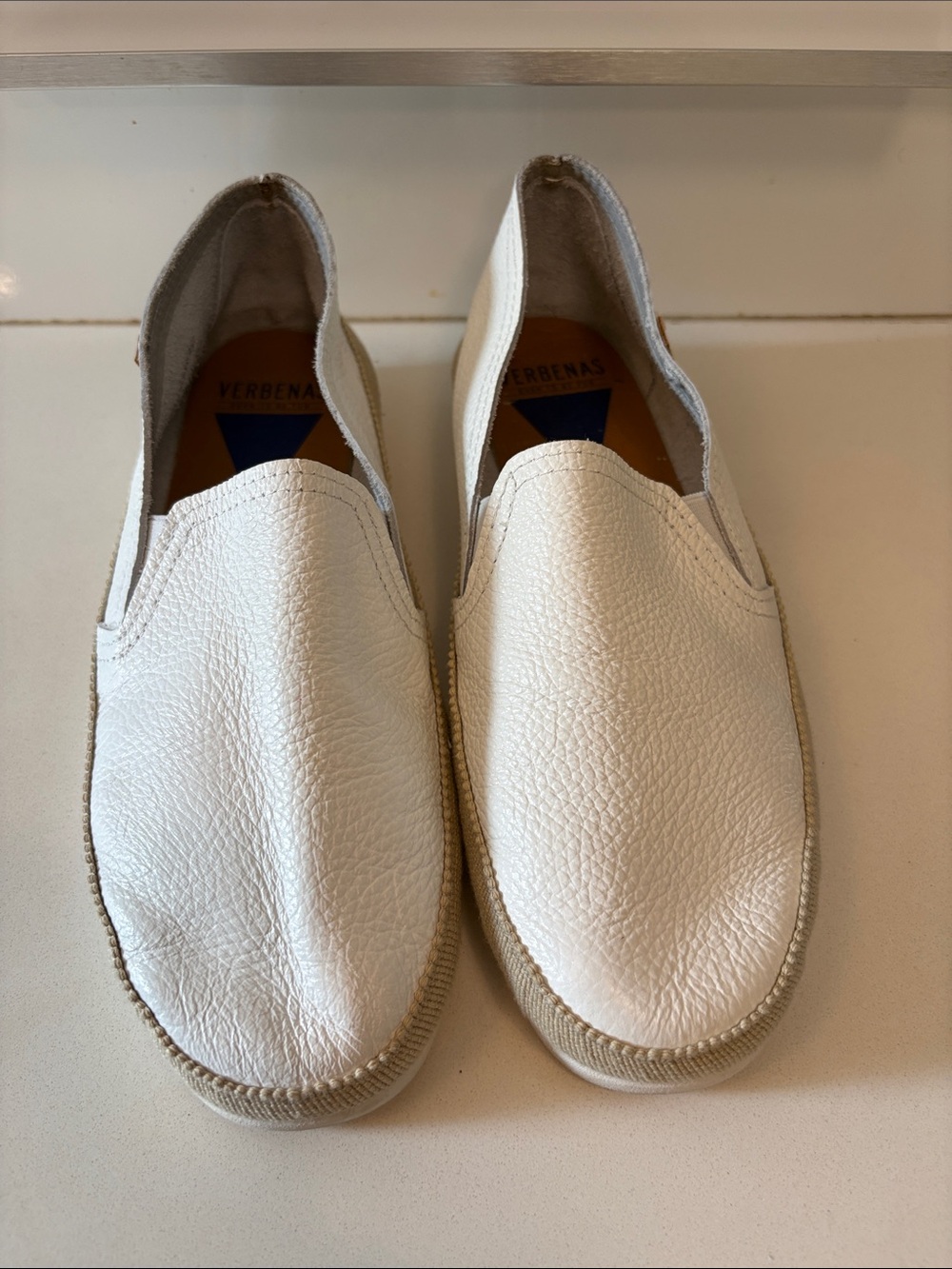 Verbenas Nuria White Leather Espadrille Loafers
